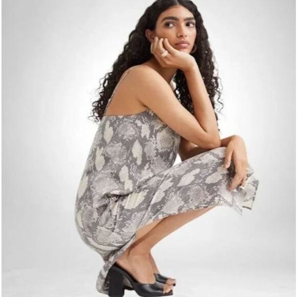 H&M Womens Satin Snake Print Slip Dress Size XS Sleeveless Date Night Silky Boho - Picture 1 of 12